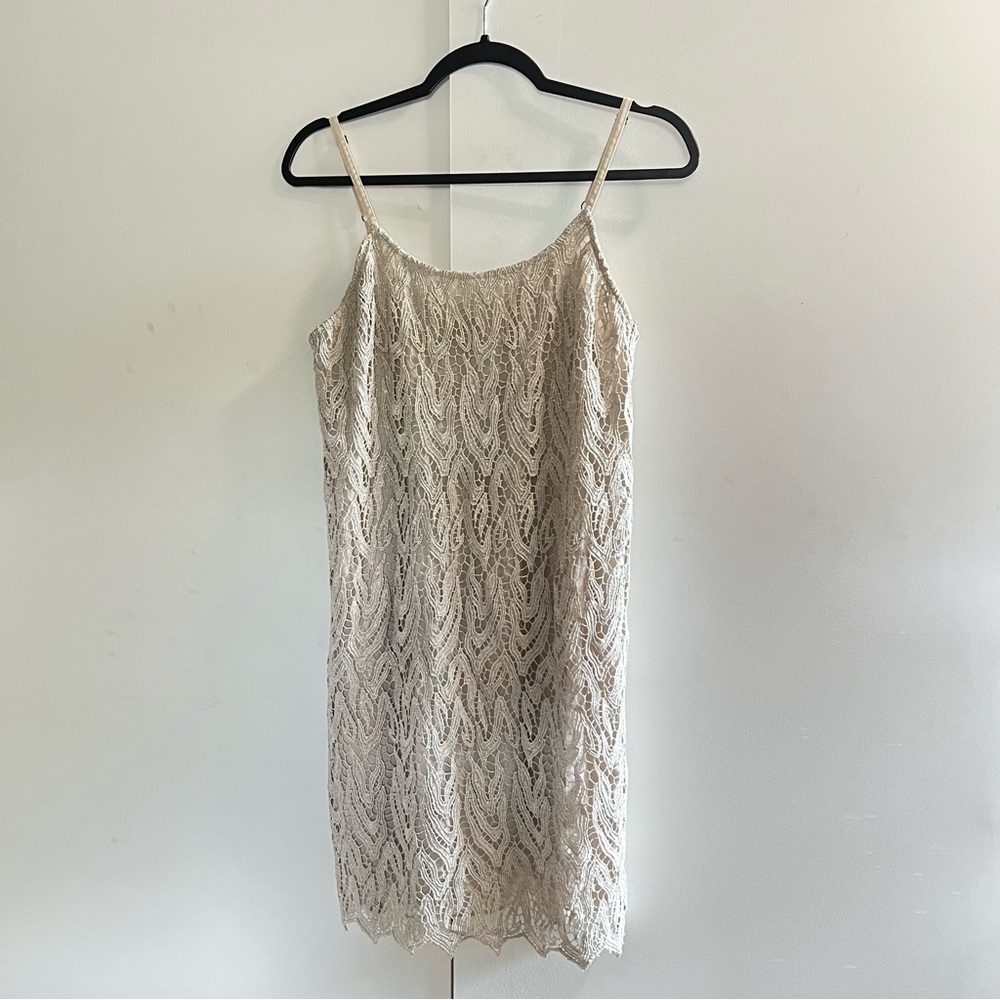 Alice + Olivia Beige Lace Dress